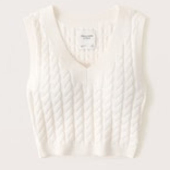Abercrombie & Fitch Sweaters - NWT Slim Cropped V-Neck Cable Knit Off-White Sweater Vest
